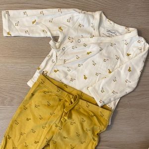 Pehr Hatchling Duck Kimono Long Sleeve Bodysuit & Pants Set 100% Organic Cotton